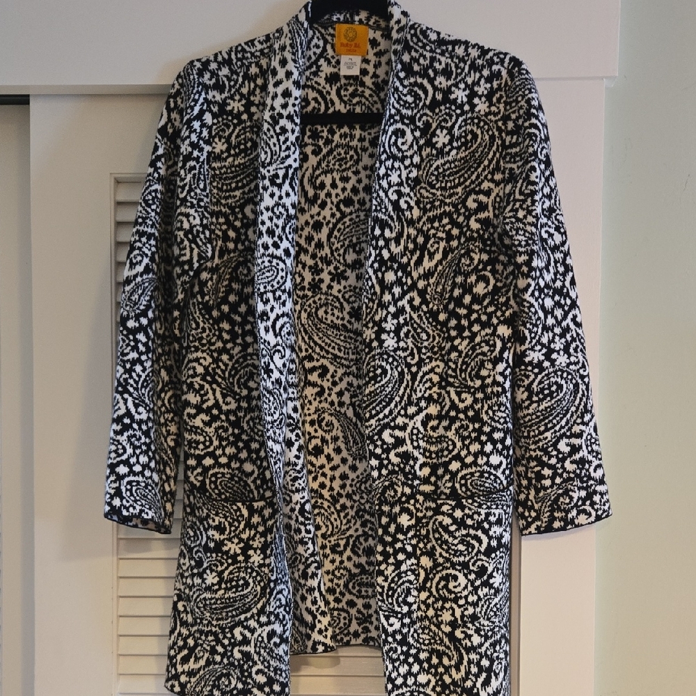 Ruby Rd. Black and White Paisley Blazer